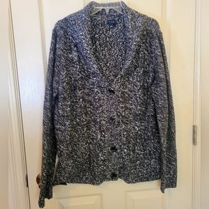 Faded Glory - Womens  Knitted Button Up Front Cardigan Black & White marble XXL